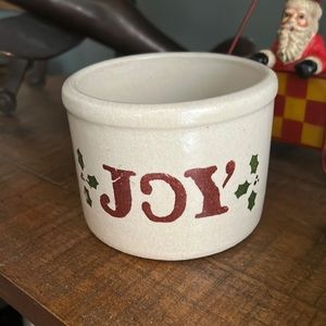 Primitive Winter Christmas JOY VINTAGE Stoneware Crock
